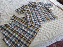 2-Pc Tantrums Ladies Plaid 100% Cotton Shirt Set - Petit Medium - £14.07 GBP