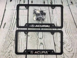 2pcs License Plate Frames 2 Holes Premium Black Aluminum Alloy Carbon - £15.87 GBP