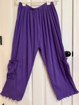 Cottonways Gauze Purple  Pants Pull On Elastic Waist Lower Accent Pockets - $601.05 MXN