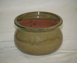 Glazed Terra Cotta Green Bowl Art Pottery Garden Herbs Display Bowl - £15.81 GBP