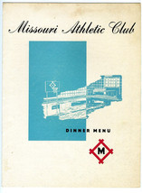 Missouri Athletic Club Dinner Menu 1954 St Louis Missouri - £22.96 GBP