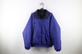 Vintage 90s Columbia Mens XL Spell Out Reversible Puffer Bomber Jacket Coat - $59.35