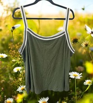 NWT TORRID JERSEY SLUB VARSITY CAMI tank top SIZE 3X/3/22-24 Olive white... - $21.73