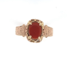 10k and 14k Rose Gold Victorian Genuine Natural Carnelian Agate Ring (#J6293) - £297.68 GBP