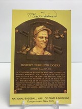 Robert Bobby Doerr - Signed Yellow Hall of Fame 3.5&quot; x 5.5&quot; postcard plaque - £11.51 GBP