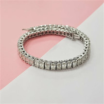 12.00 Ct Emerald Cut D/VVS1 Diamond Tennis Bracelet 14k White Gold Over Ladies - £183.15 GBP