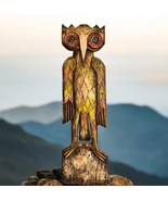 Vintage 36” Hand carved &amp; painted Owl wall hanging home Decor RARE Uniqu... - $157.59 CAD