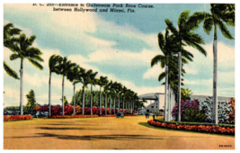 Entrance to Gulfstream Park Race Course Miami Florida Postcard Posted 1958 - £5.12 GBP