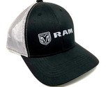 RAM Trucks Logo Black &amp; Grey Mesh Trucker Curved Bill Adjustable Snapbac... - £11.47 GBP