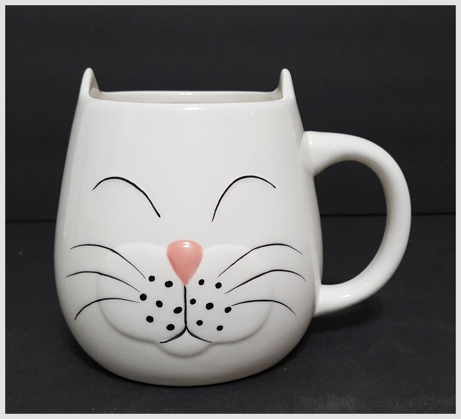 NEW White Kitten Mug 12 OZ Earthenware - $10.99