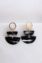 Saigon II Geo Buffalo Horn Post Dangle Earrings - £70.30 GBP