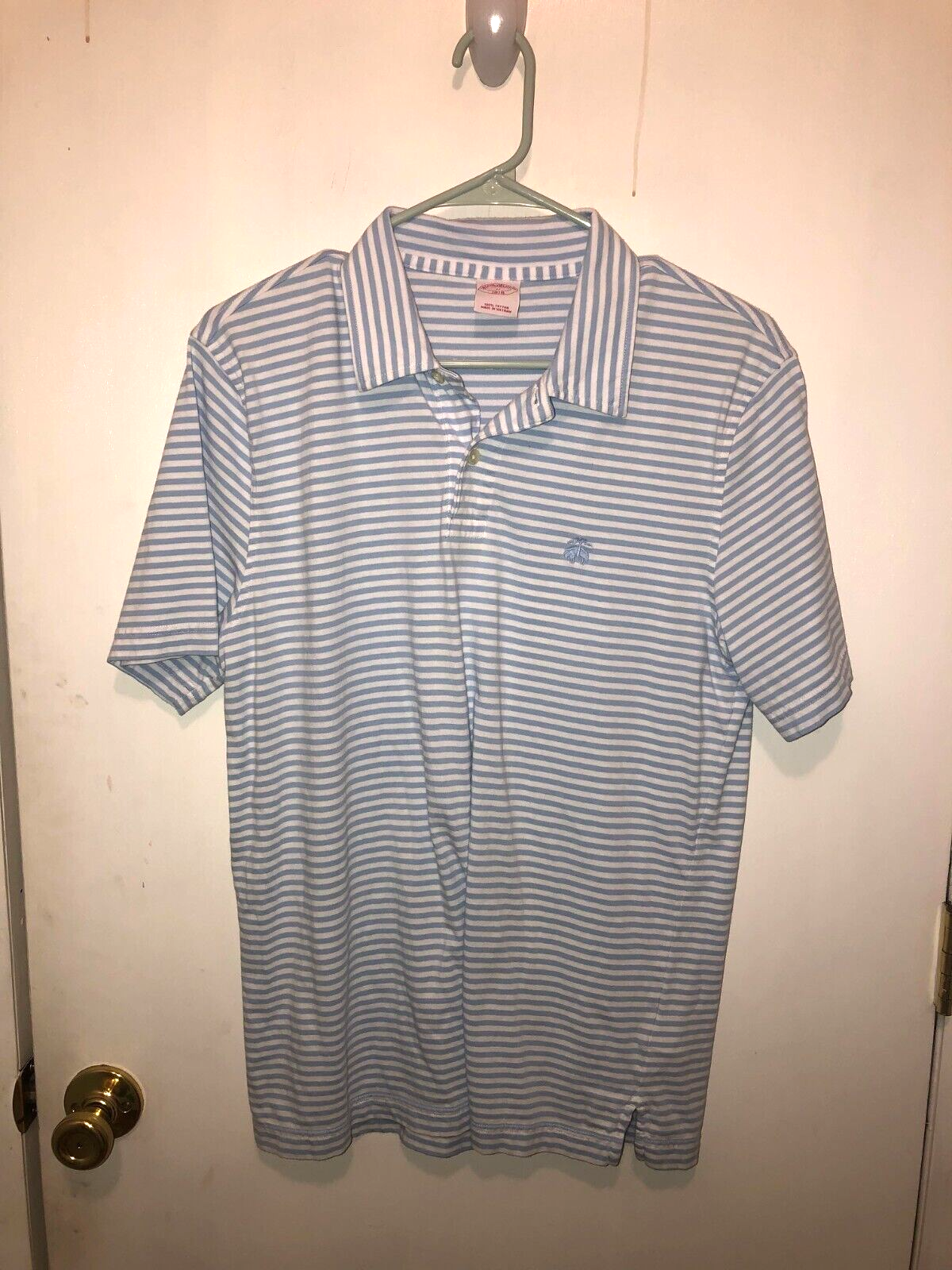 Banana Republic Mens Medium Striped Short Sleeve Polo Shirt Cotton - $9.89