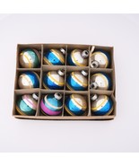 Lot 12 Vintage Mercury Glass Christmas Ornament Lot Stripe Balls Orb Sphere - €47,07 EUR