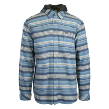 O&#39;Neill Men&#39;s Blue Shadow Flannel Shirt Redmond Hooded Horizontal Stripe... - $27.98