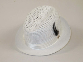 Men's BRUNO CAPELO Stingy Brim Fedora Braid Straw Hat Santa Cruz SC615 White image 2