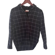 Marine Layer Womens Kierra Flannel Popover Shirt Black XS Windowpane Nau... - $19.99