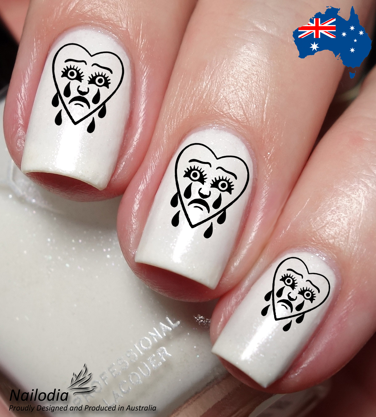 Broken Crying Heart in a Cage Nail Art Decal Sticker - $3.99