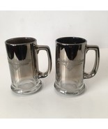 2 Harley Davidson New York Cafe Etched Chrome Mirrored Silver Glass Mugs... - $47.39 CAD