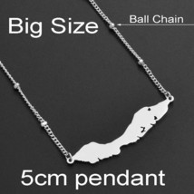 Anniyo 5CM Big Size Curacao Ball Chain Necklaces Curacao Map Pendant Stainless S - £13.36 GBP
