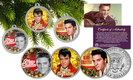 Elvis Presley Jfk Half Dollar 3-Coin Set Xmas Tree Ornament Capsules - Licensed - £14.42 GBP