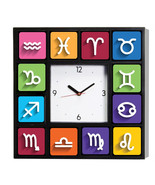 Color Block Zodiac Symbols Signs Astrology Clock with 12 pictures - £24.80 GBP