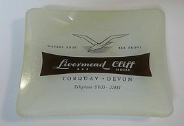 Vtg Livermead Cliff Hotel Torquay Devon Uk Glass Ashtray Jewelry Dresser Tray - £11.99 GBP