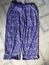 Nautica Women&#39;s  Purple Paisley Fleece Pajama Pants Size Large Drawstring - $21.49