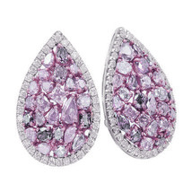 6.01ct Fancy Pink Diamonds Earrings 18K All Natural 12 Grams Rose Gold Mix SI1 - £12,505.73 GBP
