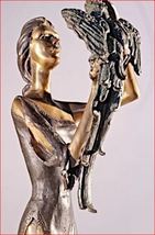 &quot;Lady with Parrot&quot; Solid American Bronze Statue by Demetre Chiparus - £601.46 GBP