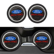 Brand New 2PCS Ford Racing Real Carbon Fiber Car Cup Holder Pad Water Cu... - $15.00