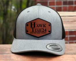 Hawk Tuah, Spit on that Thang 24 Funny Trucker Hat Cap with Wood Leather Patch - £17.91 GBP