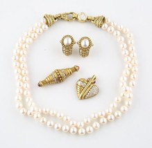 Authenticity Guarantee 
Judith Ripka 18k Gold Diamond Pearl Jewelry Set Neckl... - £10,737.77 GBP