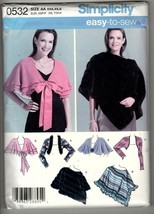 Simplicity 0532 Misses XXS to S Easy to Sew Capelet, Poncho and Shrug UNCUT - £9.53 GBP