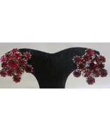 Clip On Earrings WEISS Ruby Red Rhinestone &amp; Gold Tone Prong Set Vintage... - £48.07 GBP