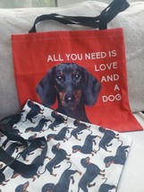 Dachshund Doxie Weiner Dog Tote Bags Lot Of 2 Red Black All You Need Is ... - $21.37