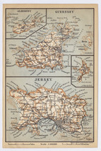 1890 Antique Map Of Channel Islands / Jersey Guernsey Alderney - £24.02 GBP