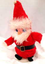 Old Vtg Turning Musical Plush Santa Claus W Cloth Felt Face Jingle Bells Video - £14.91 GBP