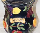 Nonni&#39;s Biscotti Cookie Bisquit Jar Ceramic Hand Painted Vibrant Colors - $49.49