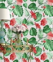 Yixifans J12242 Floral Peel And Stick Wallpaper Palm Banana Leaf 17.7"X 9.8Ft - £30.89 GBP