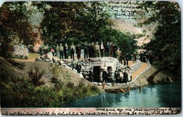 The Spring &amp; Foot Bridge at Glen Miller Park Richmond Indiana Postcard 1907 - £14.29 GBP