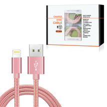 8-PIN Fast Charge/Sync Cable 6.5 ft In Rose Gold (12pcs) - £38.68 GBP