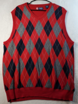 Chaps Sweater Vest Mens Size XL Multi Diamond Print Cotton Sleeveless V Neck EUC - £12.96 GBP