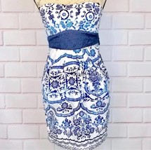 Love Tease Blue Print Strapless Dress Free Shipping - £11.82 GBP