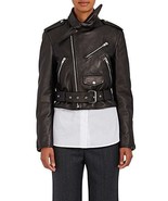 NWT Balenciaga $3000 Scarf Neck Zippered Moto Leather Jacket FR 44 Large - $1,709.63 CAD