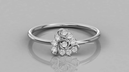 Floral Flower Design Real 10K White Gold With Brilliant Moissanite Wedding Ring - £739.77 GBP