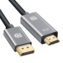4K Displayport To Hdmi Cable 6Ft, Premium Dp To Hdmi Braided High Speed Cord Com - £14.94 GBP