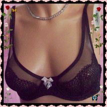 Rare 34B Black Crochet Lace Body By Victorias Secret Demi Plunge Unlined Uw Bra - £23.72 GBP