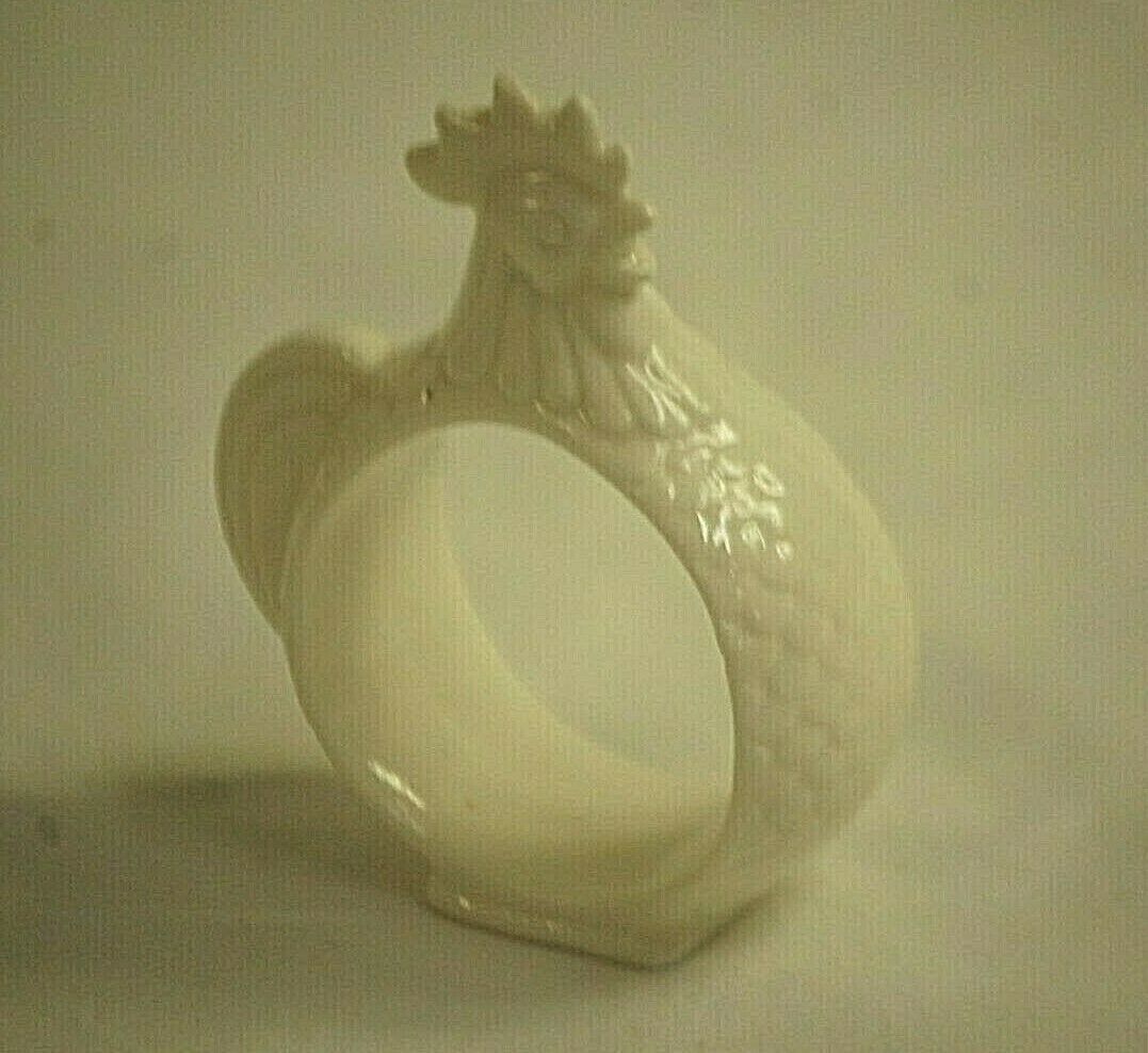 Vntage Bone China Napkin Ring Holder White Rooster Replacement Country T... - $12.86
