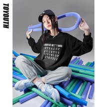Toyouth Women Sweatshirts 2022 Spring Long Sleeves O Neck Loose Hoodies Chinese  - £114.92 GBP
