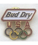 Bud Dry Olympic Vintage Pin Gold Tone Enamel Rings USA Promo Sponsor Bud... - £8.21 GBP